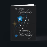 Grandson 21st Birthday Inspirational Stars Card<br><div class="desc">Celebrate a meaningful milestone with this bold and inspiring 21st birthday design for your grandson. Featuring a blue and black star theme with modern lettering, this card captures the pride and excitement of turning 21. Whether you’re near or far, it’s the perfect way to remind him how much he’s loved...</div>