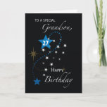 Grandson 27th Birthday Star Inspirational Black Card<br><div class="desc">When the day of your grandson’s 27th birthday finally arrives then you can surprise him with this card that shows blue and white stars on the cover. The inside shares a message of inspiration for him.</div>