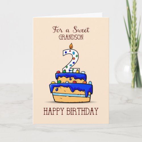 Grandson 2nd Birthday 2 on Sweet Blue Cake Card