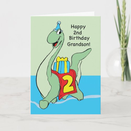 Grandson 2nd Birthday Dinosaur Card