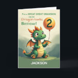 Grandson 2nd Birthday Personalize Cute Dragon Card<br><div class="desc">Make your grandson’s birthday extra special with this personalized dragon design. His name appears beneath the adorable green dragon,  who holds a bright balloon with the number two. A gentle fantasy background and thoughtful details bring a smile to both child and parent on this magical milestone.</div>