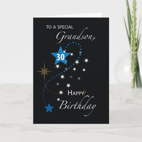 Grandson 30th Birthday Star Inspirational Black