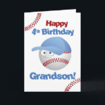 Grandson 4th Birthday Funny Baseball Face Card<br><div class="desc">Hit it out of the park with our baseball-themed card for your fourth-year superstar! The bouncing letters and funny baseball face make this birthday wish a home run for your grandson. Game on for a fantastic celebration!</div>