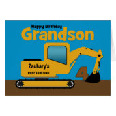 Grandson 4th Birthday Yellow Excavator Add Name (Front Horizontal)