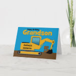 Grandson 5th Birthday Yellow Excavator Add Name Card<br><div class="desc">A fun fifth birthday card for a grandson who loves construction equipment and earth movers. It has a yellow digger on the front with an area on the cab where you can change the name of the construction company to your grandson's name. The number 5 is being scooped up in...</div>