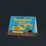 Grandson 5th Birthday Yellow Excavator Add Name Card<br><div class="desc">A fun fifth birthday card for a grandson who loves construction equipment and earth movers. It has a yellow digger on the front with an area on the cab where you can change the name of the construction company to your grandson's name. The number 5 is being scooped up in...</div>
