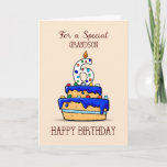 Grandson 6th Birthday, 6 on Sweet Blue Cake Card<br><div class="desc">A sweet blue cake to surprise your beloved grandson on his sixth birthday. Send him this card now to greet him happy sixth birthday and to make an already sweet day sweeter.</div>