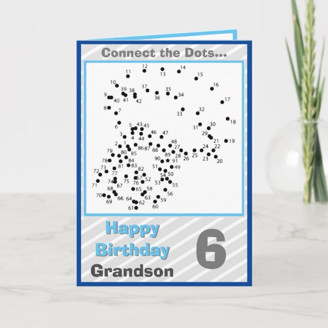 Grandson 6th Birthday Puzzle Card (Front)