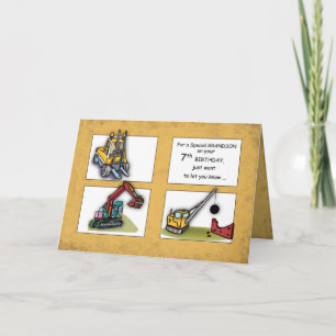 Grandson 7th Birthday Trucks Card