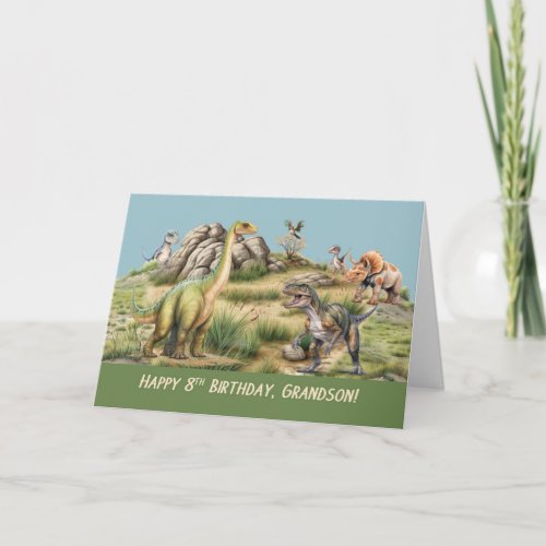 Grandson 8th Birthday Baby Dinosaur Life_Like Card