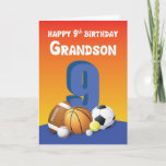Grandson 9th Birthday Sports Balls Card<br><div class="desc">A happy and fun celebration is just around the corner as your beloved grandson is about to turn 9 years old soon. Give him this card when his 9th birthday arrives.</div>