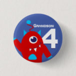 Grandson alien boys name age 4 button<br><div class="desc">Kids Birthday friendly alien badge / button customize with the age and relative or name of your choice.</div>