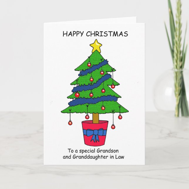Grandson and Granddaughter in Law Happy Christmas Holiday Card (Front)