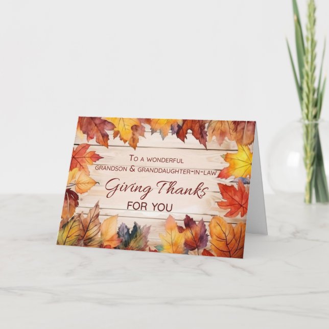 Grandson and Granddaughter-in-Law Thanksgiving Card (Front)