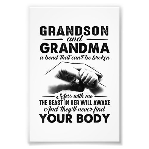 Grandson and grandma bond that cant be broken gift photo print