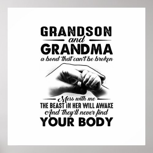Grandson and grandma bond that cant be broken gift poster