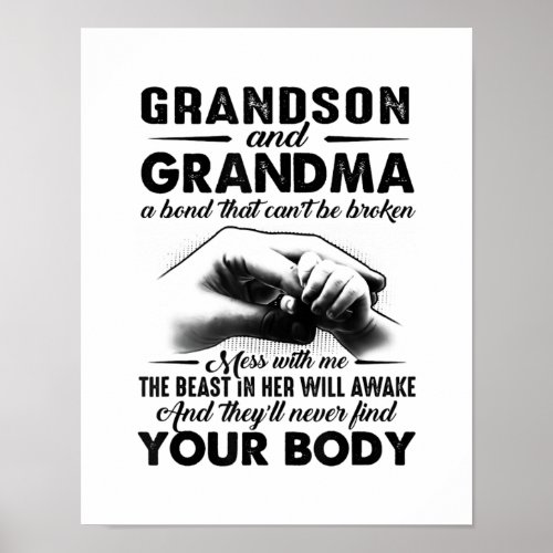 Grandson and grandma bond that cant be broken gift poster