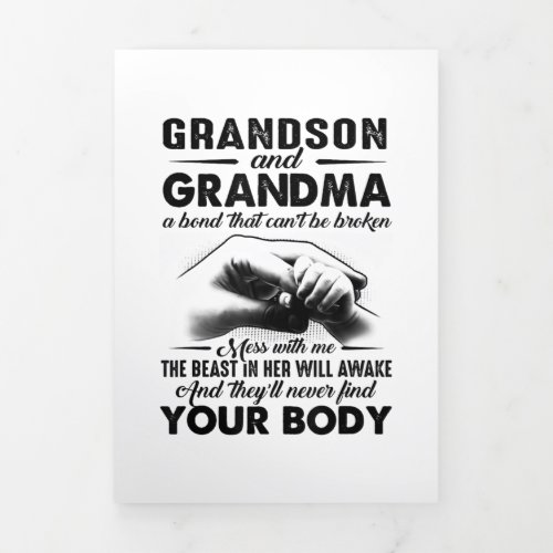 Grandson and grandma bond that cant be broken gift Tri_Fold announcement