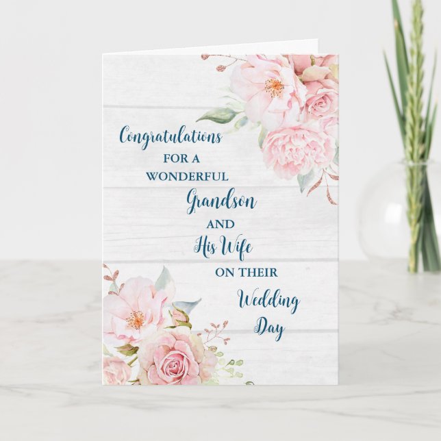 Grandson and His Wife Wedding Day Congratulations Card (Front)