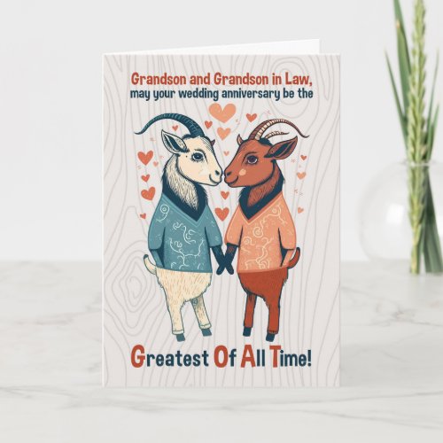 Grandson and Husband Goats Gay Wedding Anniversary Card