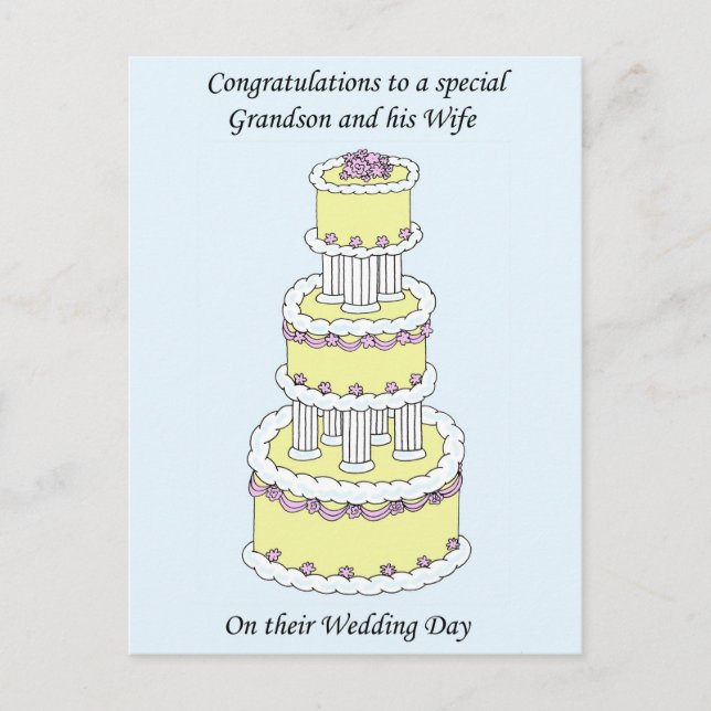 Grandson and Wife Wedding Day Congratulations Postcard (Front)