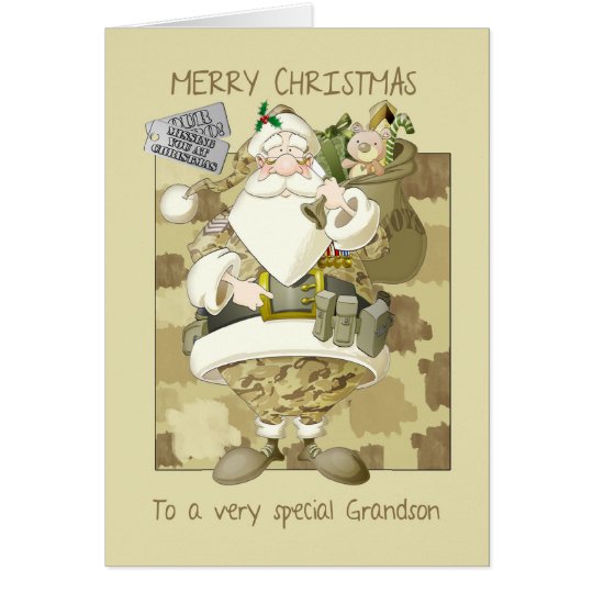 grandson, armed forces military Christmas greeting Card