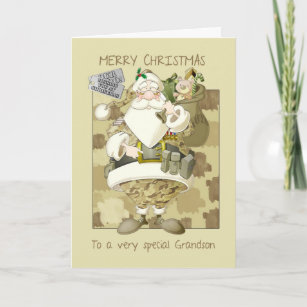grandson, armed forces military Christmas greeting Holiday Card