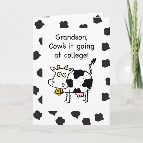 Grandson Away at College Thinking of You Funny Cow Card