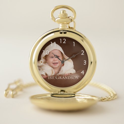 Grandson baby custom photo grandmother pocket watch