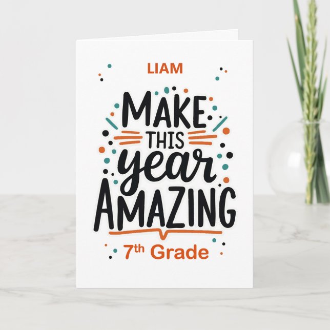 Grandson Back to School 7th Grade Amazing Card (Front)