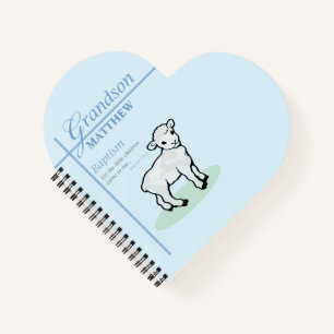 Grandson Baptism Blue Boy Lamb Personalized Notebook