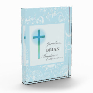 Grandson Baptism Blue Lace Personalized Acrylic Award