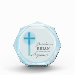Grandson Baptism Blue Lace Personalized Acrylic Award