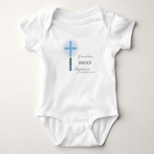 Grandson Baptism Blue Lace Personalized Baby Bodysuit