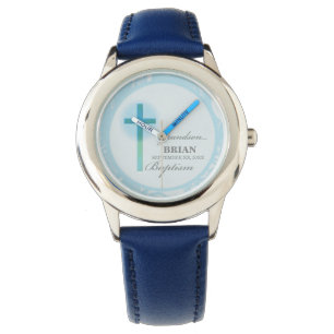 Grandson Baptism Blue Lace Personalized Watch