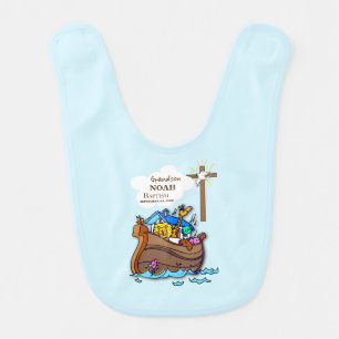 Grandson Baptism Noah's Ark Personalized Baby Bib