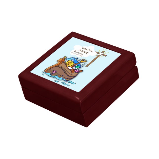 Grandson Baptism Noah's Ark Personalized Gift Box (Side)