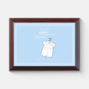 Grandson Baptism Suit on Baby Blue Personalized Award Plaque