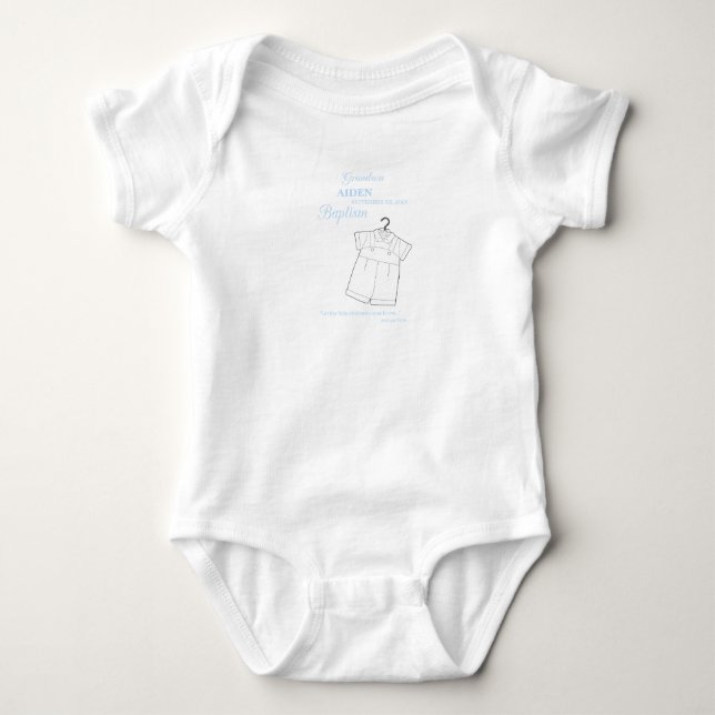 Grandson Baptism Suit on Baby Blue Personalized Baby Bodysuit (Front)