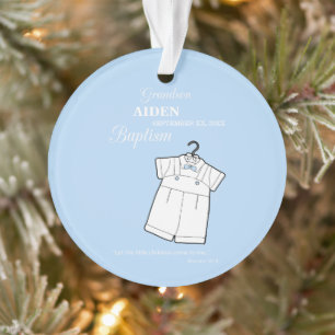 Grandson Baptism Suit on Baby Blue Personalized Ornament