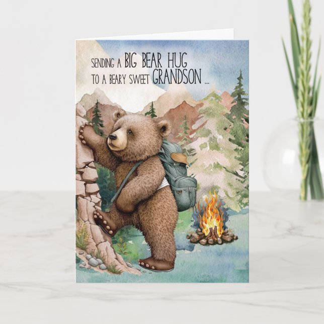 Grandson Big Bear Hug Away at Summer Camp Card (Front)