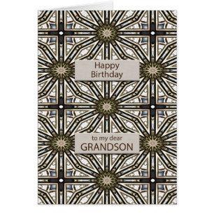 Grandson Birthday Abstract Mandala Design Cards