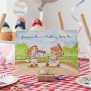 Grandson Birthday Baseball Bear & CKCS Card