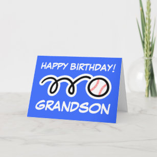 Grandson Birthday card with baseball sports design