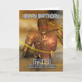Grandson Birthday Card With Cyborg - Modern Robot