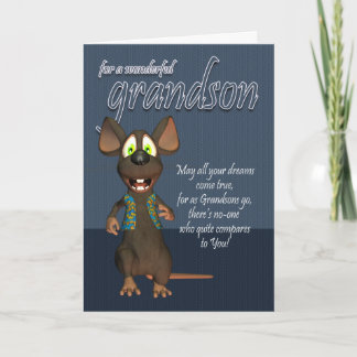 Grandson Birthday Card - With Funky Mouse
