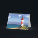 Grandson Birthday Coastal Lighthouse Card<br><div class="desc">Celebrate your beloved grandson's special day with this charming watercolor greeting card. Adorned with a coastal scene,  the vibrant waves gently caress the sandy beach,  while a captivating red and white lighthouse stands tall against the sky. Let him know that his light shines brightly.</div>