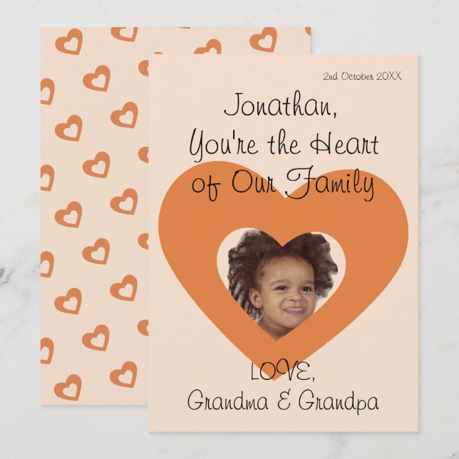 Grandson Birthday Greeting Rustic Simple Photo  Holiday Card (Front/Back)