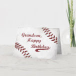 Grandson Birthday Large Grunge Baseball, Sport Card<br><div class="desc">A great card for a boy or man who loves Baseball. A baseball-look design with red stitching to wish your Grandson a very Happy Birthday.</div>