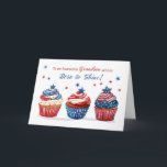 Grandson Birthday on 4th of July Freedom Patriotic Card<br><div class="desc">This cheerful birthday card is filled with patriotic spirit, featuring three hand-drawn cupcakes decorated in red, white, and blue with star accents. The playful design perfectly suits a grandson’s Independence Day birthday, blending celebration and pride. The front message warmly honors a grandson born to sparkle on this special holiday, while...</div>